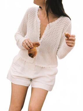 NEW PEONY pointelle cardigan in seashell